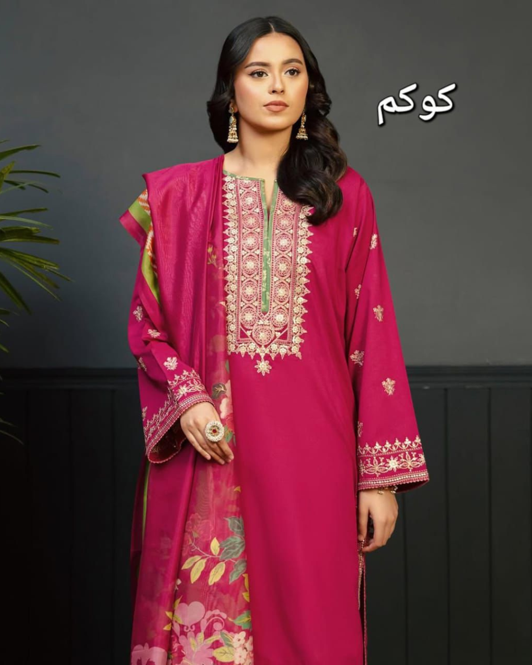 DHANAK 3PC Embroidered Winter Suit