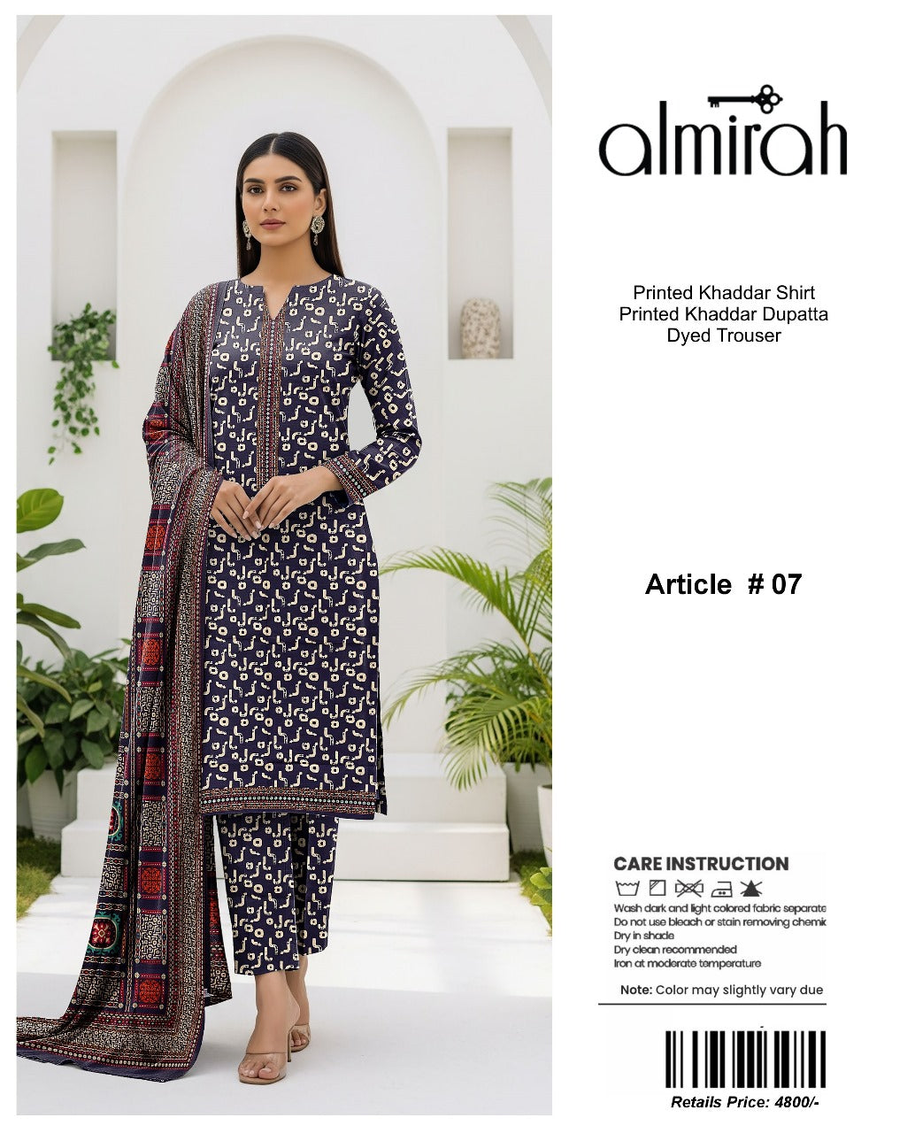 Almirah Printed Khaddar 3PC Suit