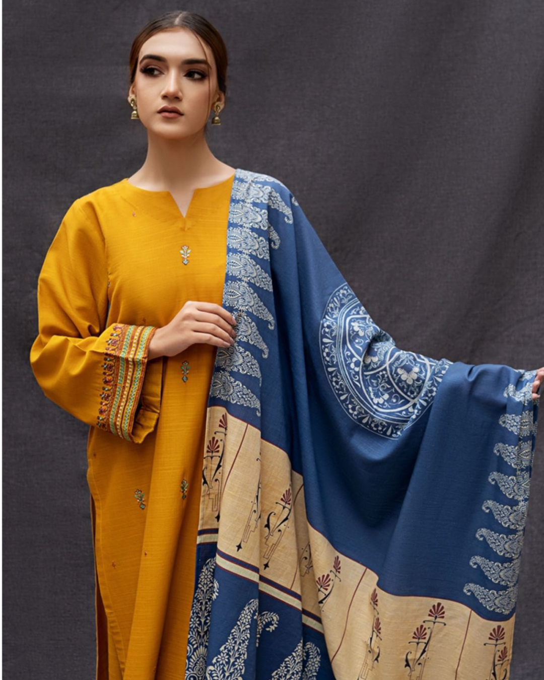 DHANAK 3PC Embroidered Winter Suit