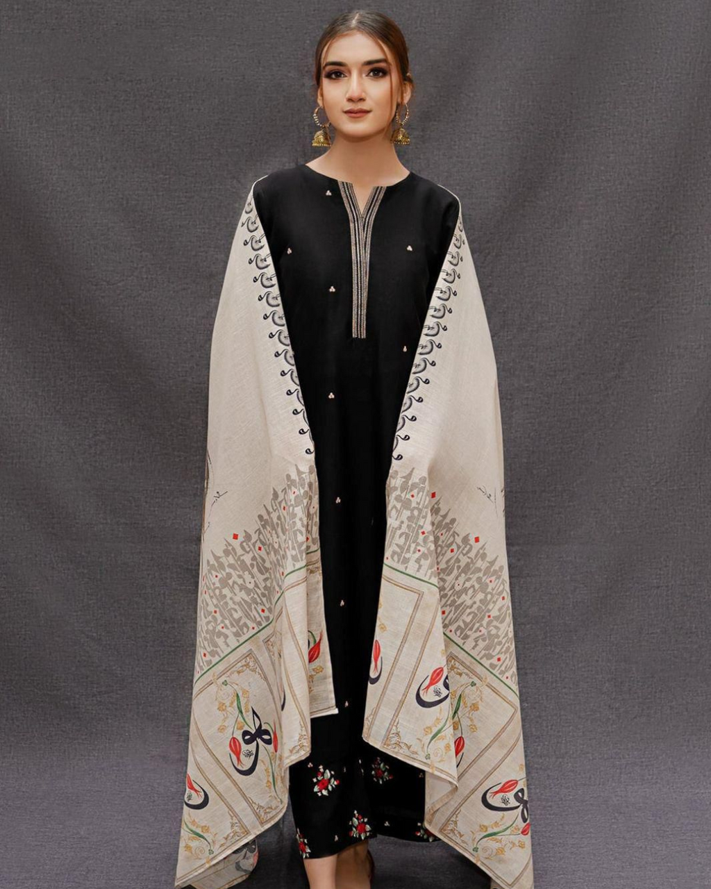 DHANAK 3PC Embroidered Winter Suit