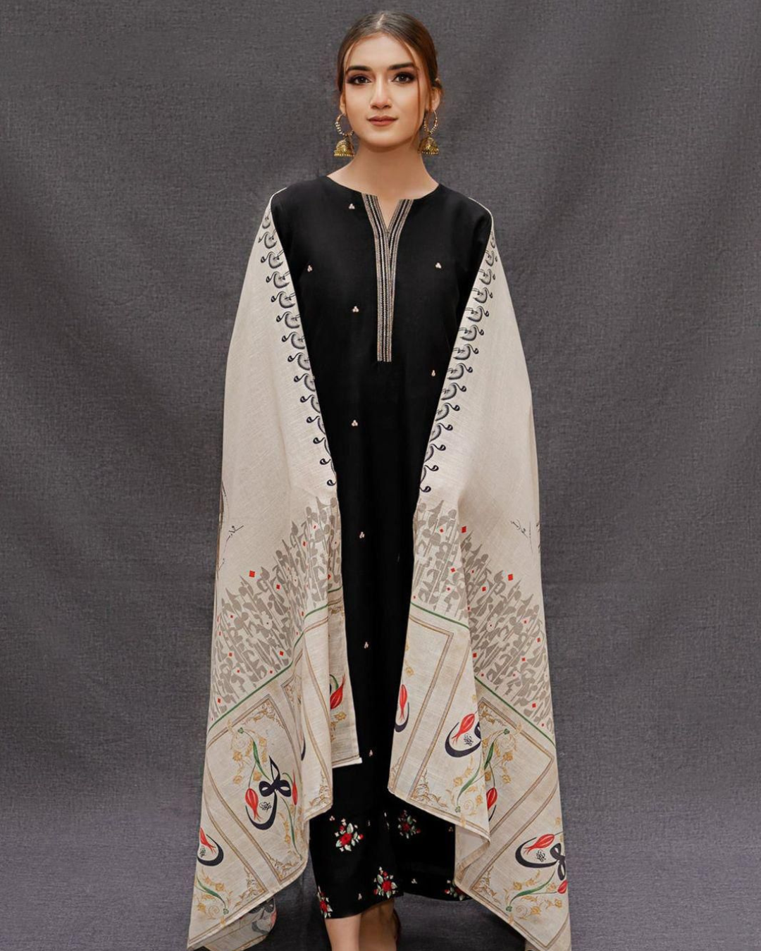 DHANAK 3PC Embroidered Winter Suit