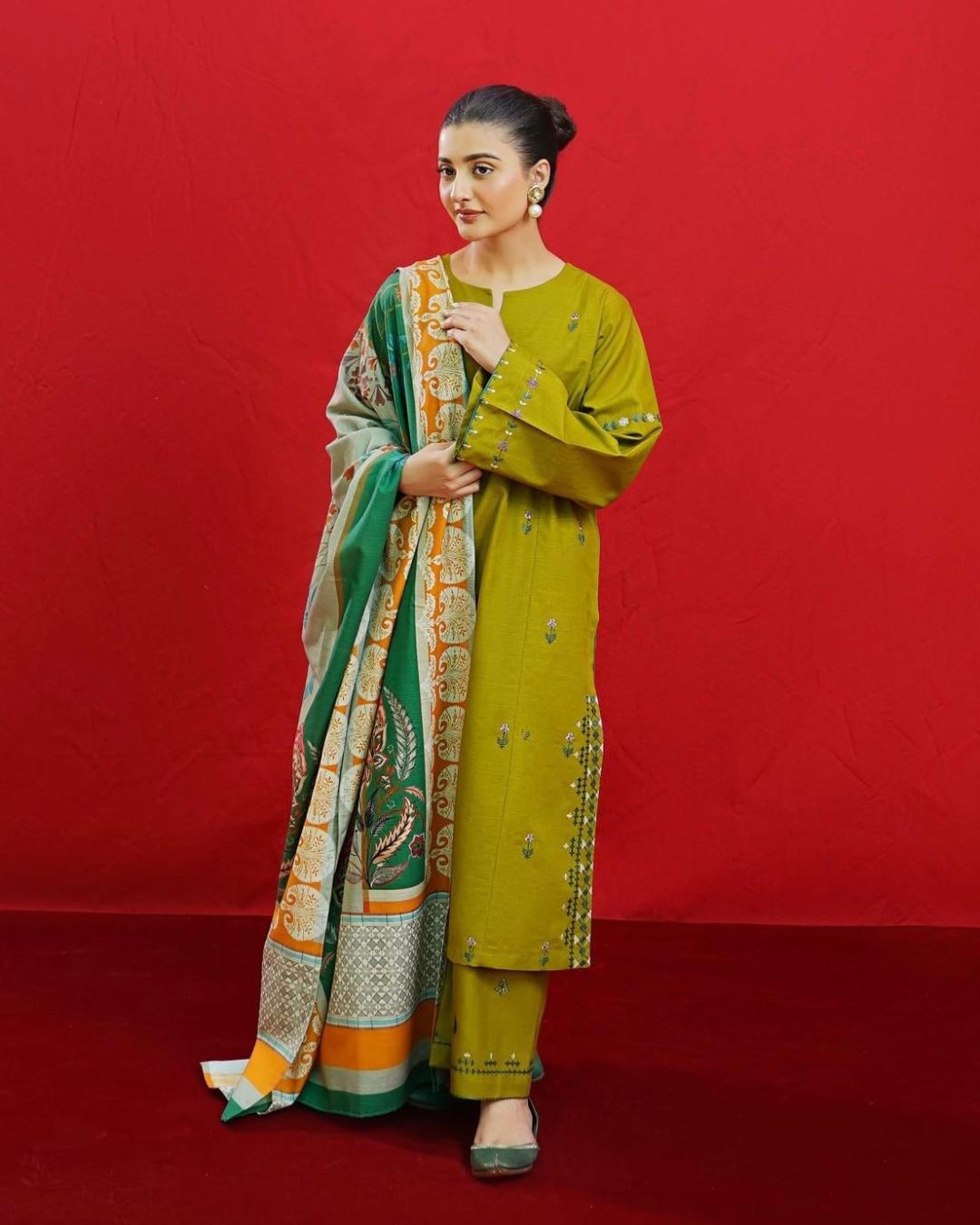 DHANAK 3PC Embroidered Winter Suit