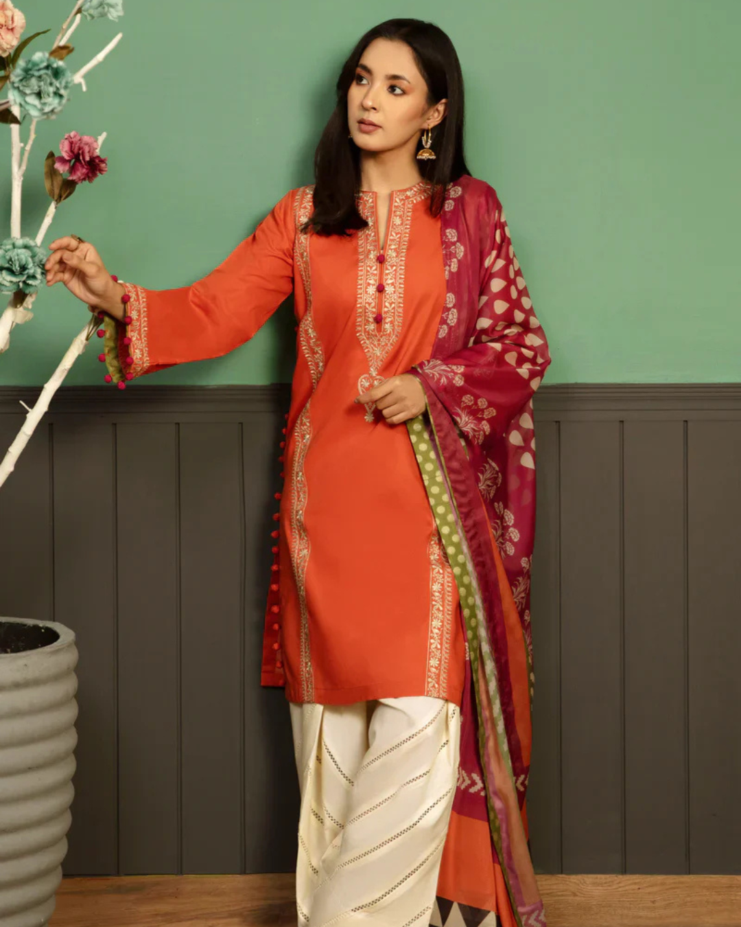 DHANAK 3PC Embroidered Winter Suit