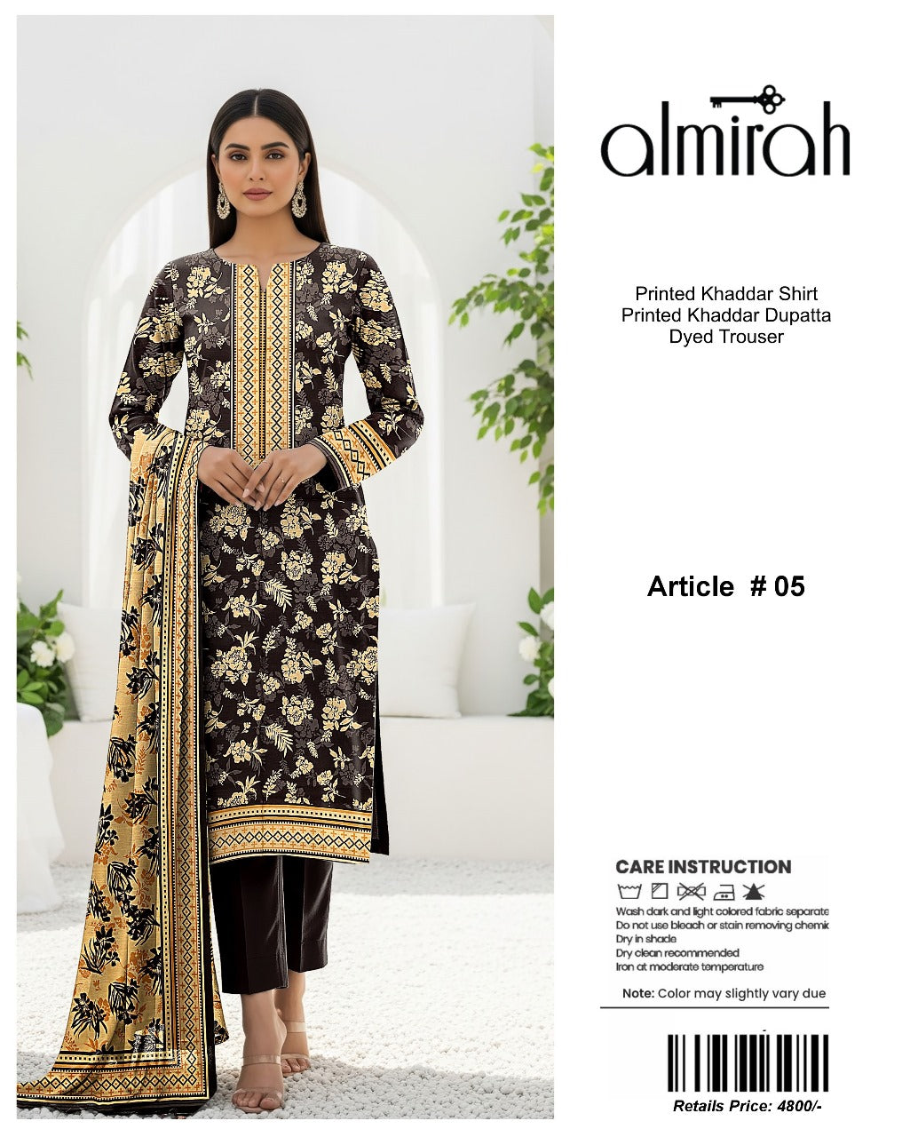 Almirah Printed Khaddar 3PC Suit