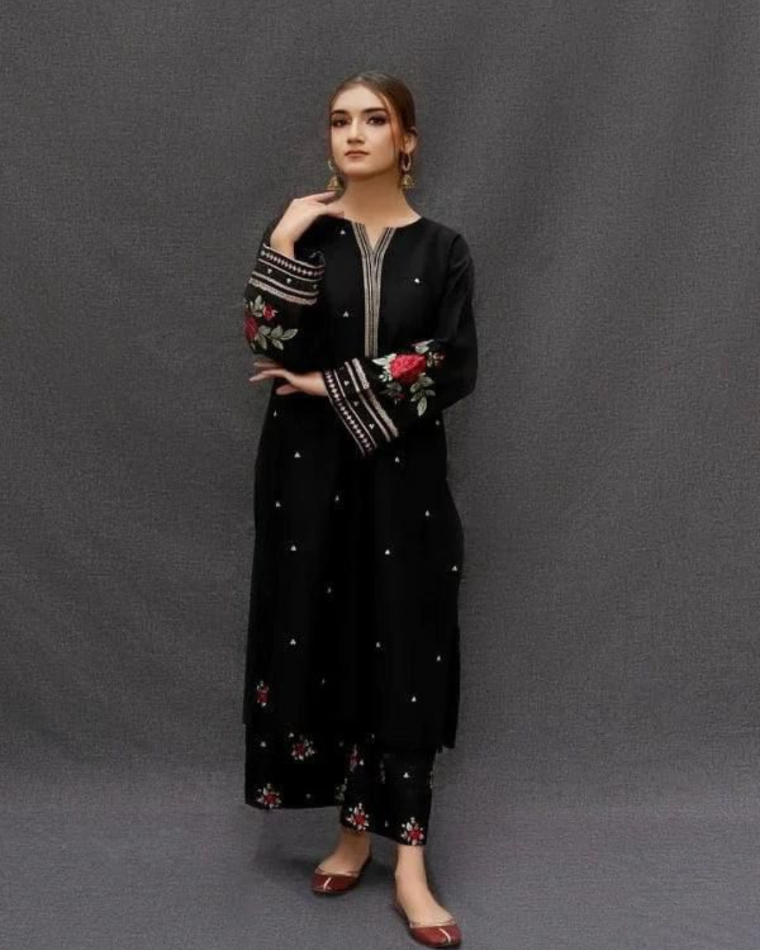 DHANAK 3PC Embroidered Winter Suit