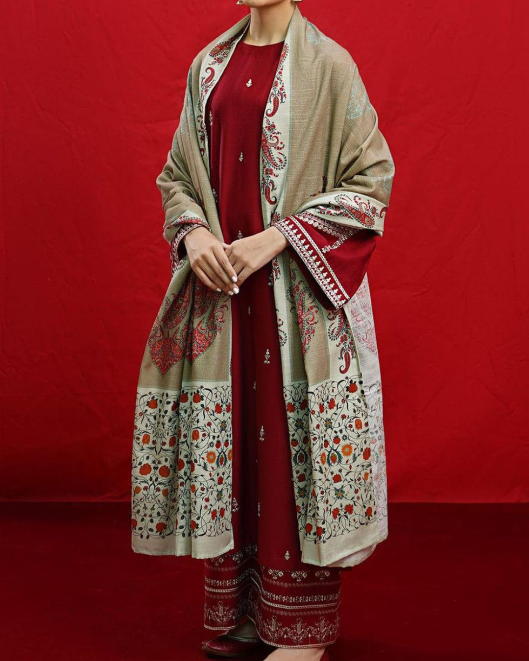 DHANAK 3PC Embriodered Winter Suit