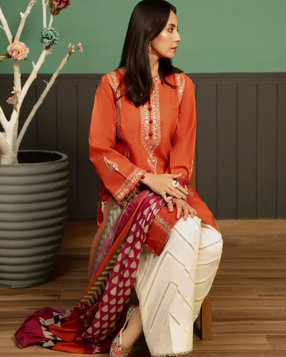 DHANAK 3PC Embroidered Winter Suit