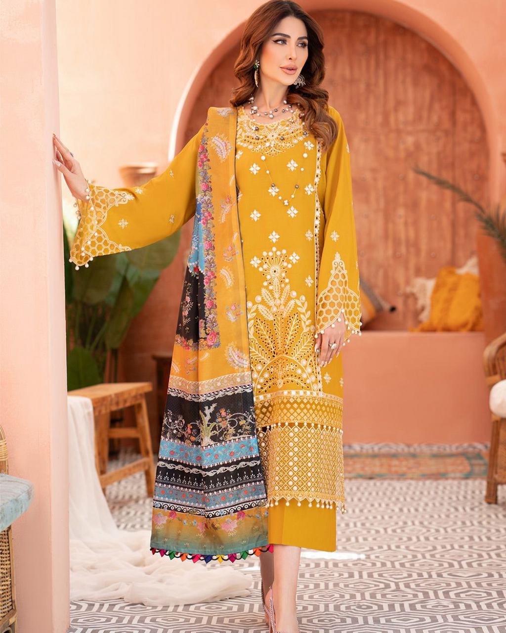DHANAK 3PC Embroidered Winter Suit