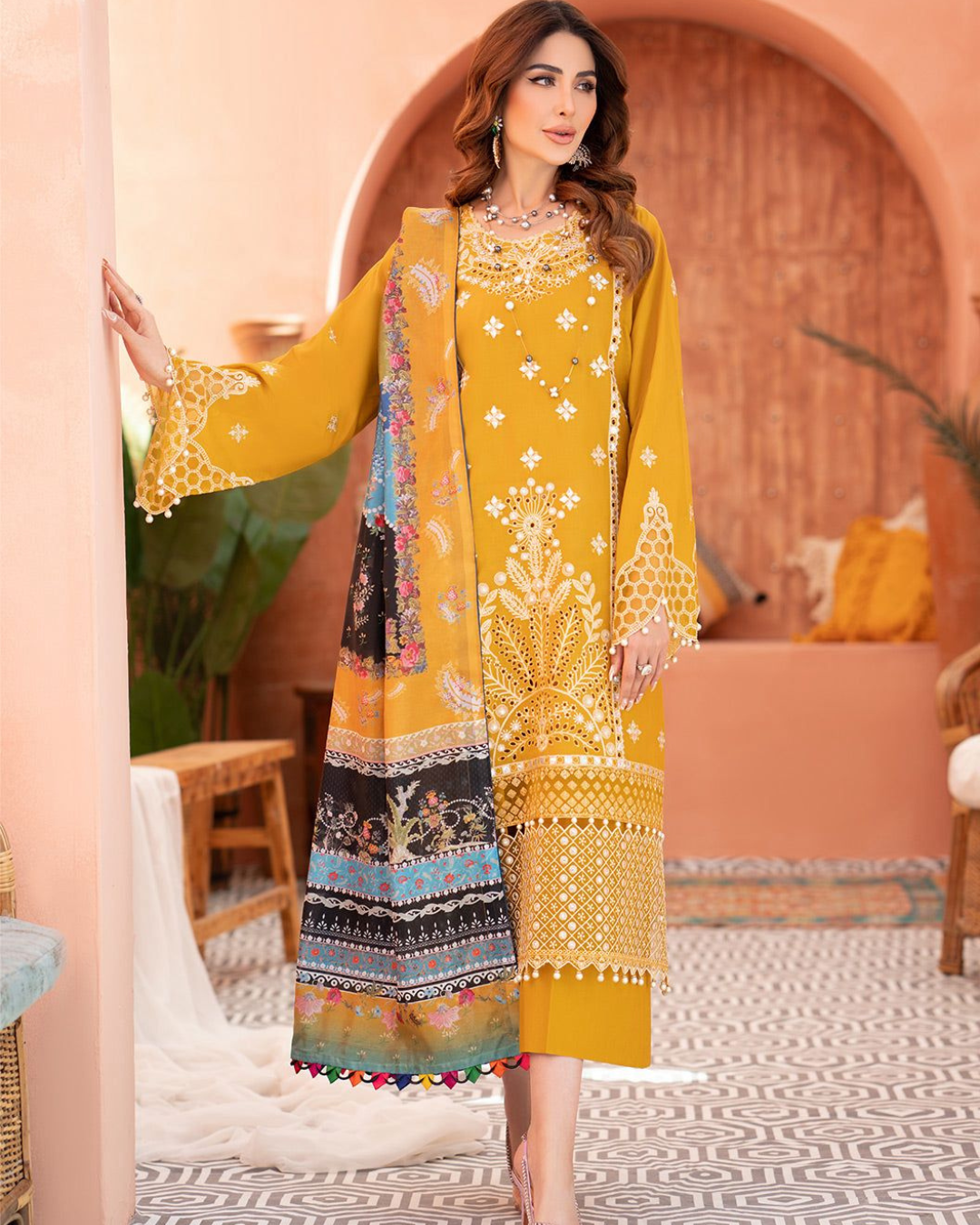 DHANAK 3PC Embroidered Winter Suit
