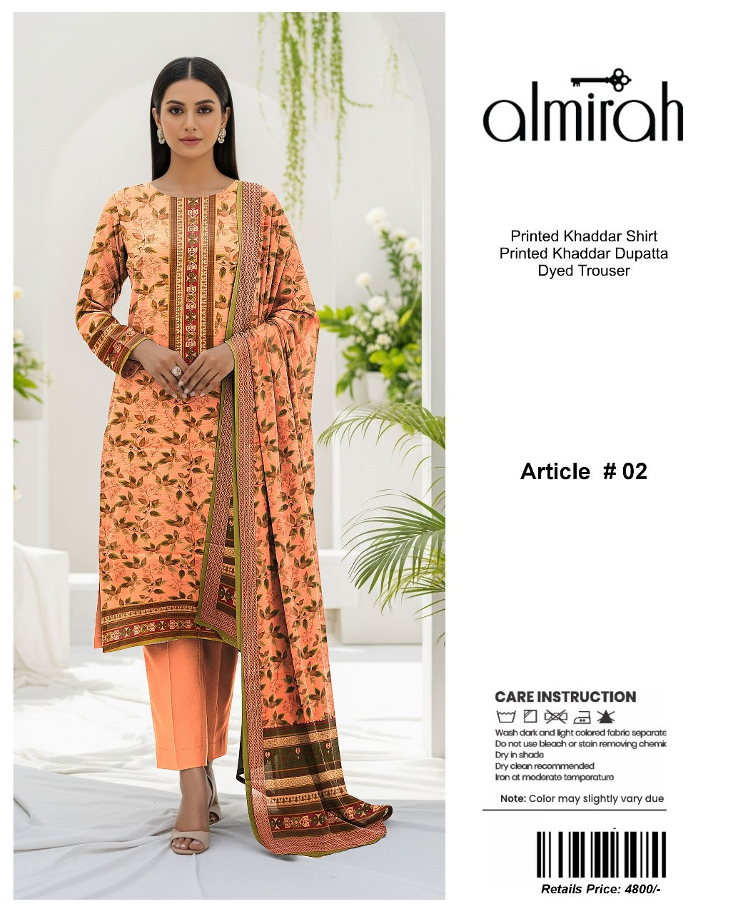 Almirah Printed Khaddar 3PC Suit