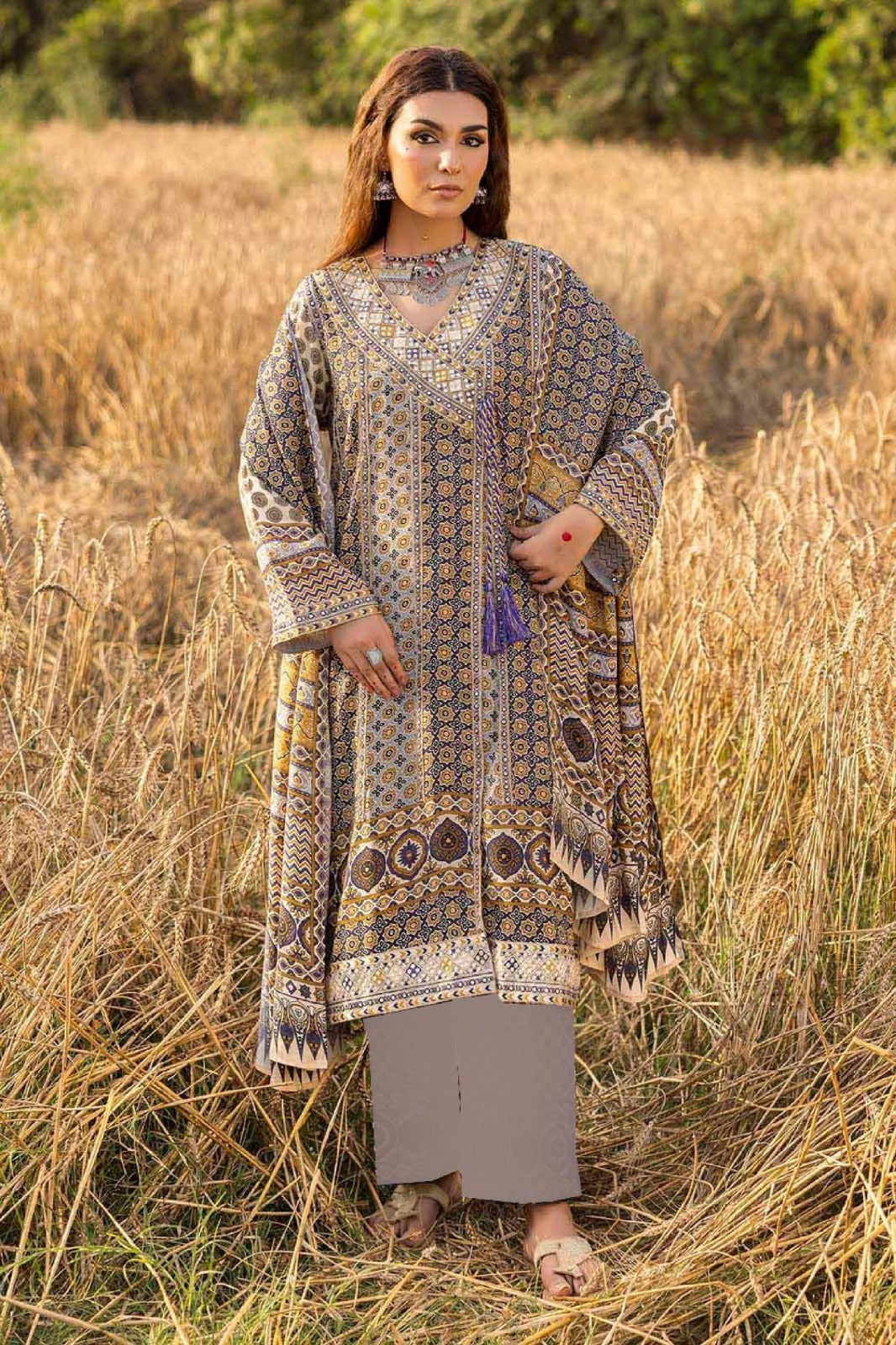 GULL AHMAD Printed Khaddar 3PC Suit