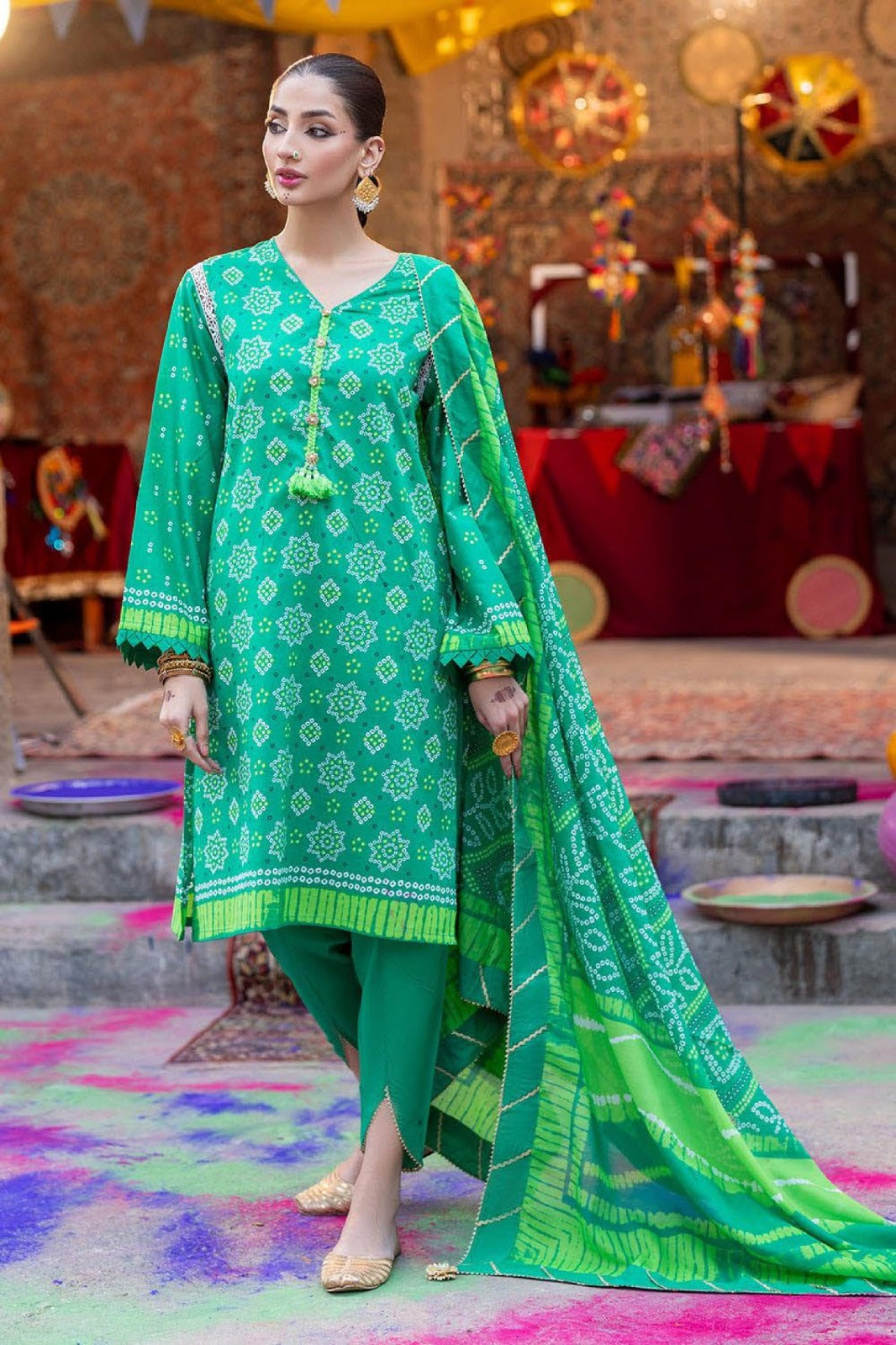GULL AHMAD Printed Khaddar 3Pc Suit