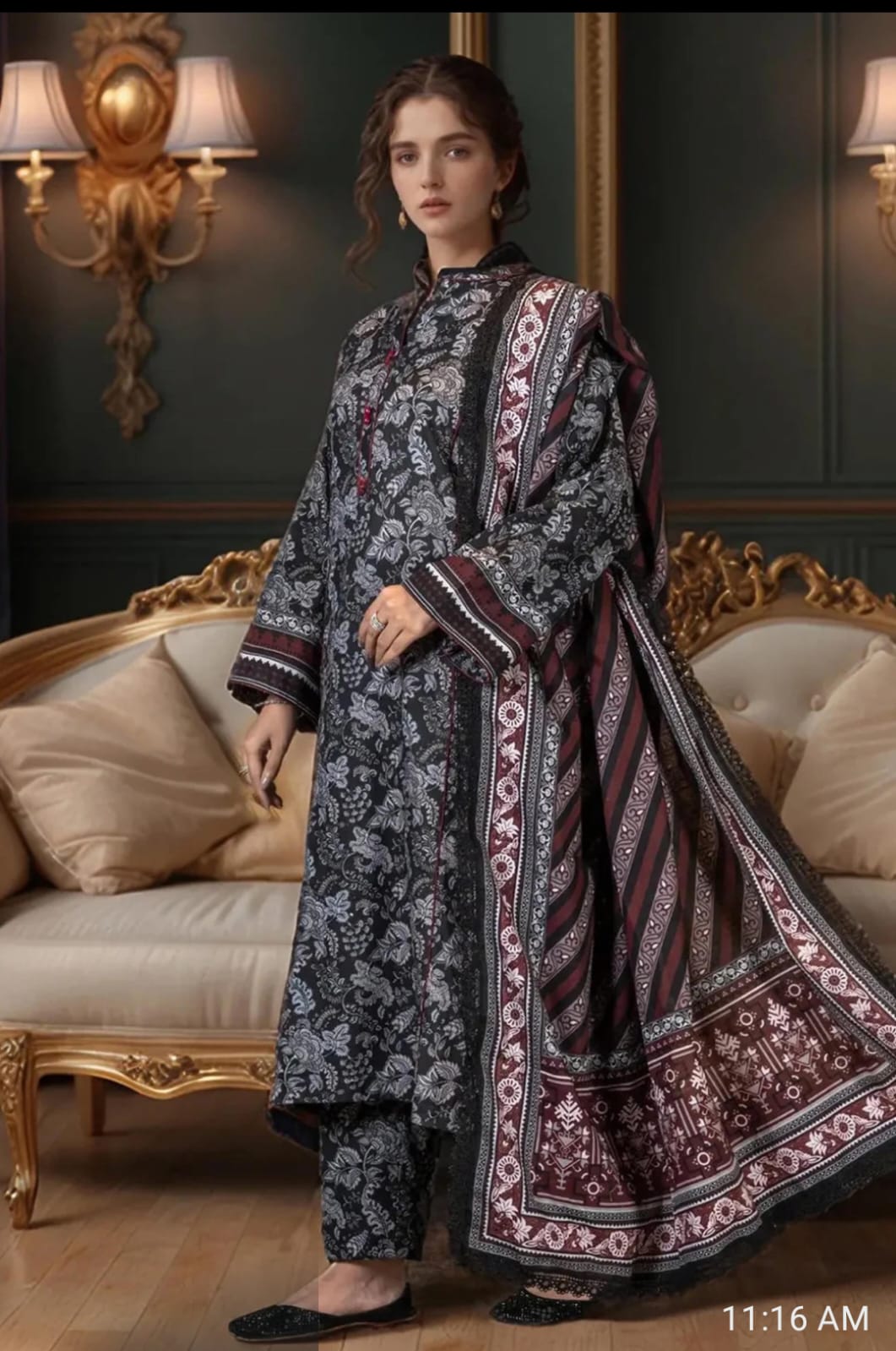 KHAADI PRINTED VISCOSE Winter suit