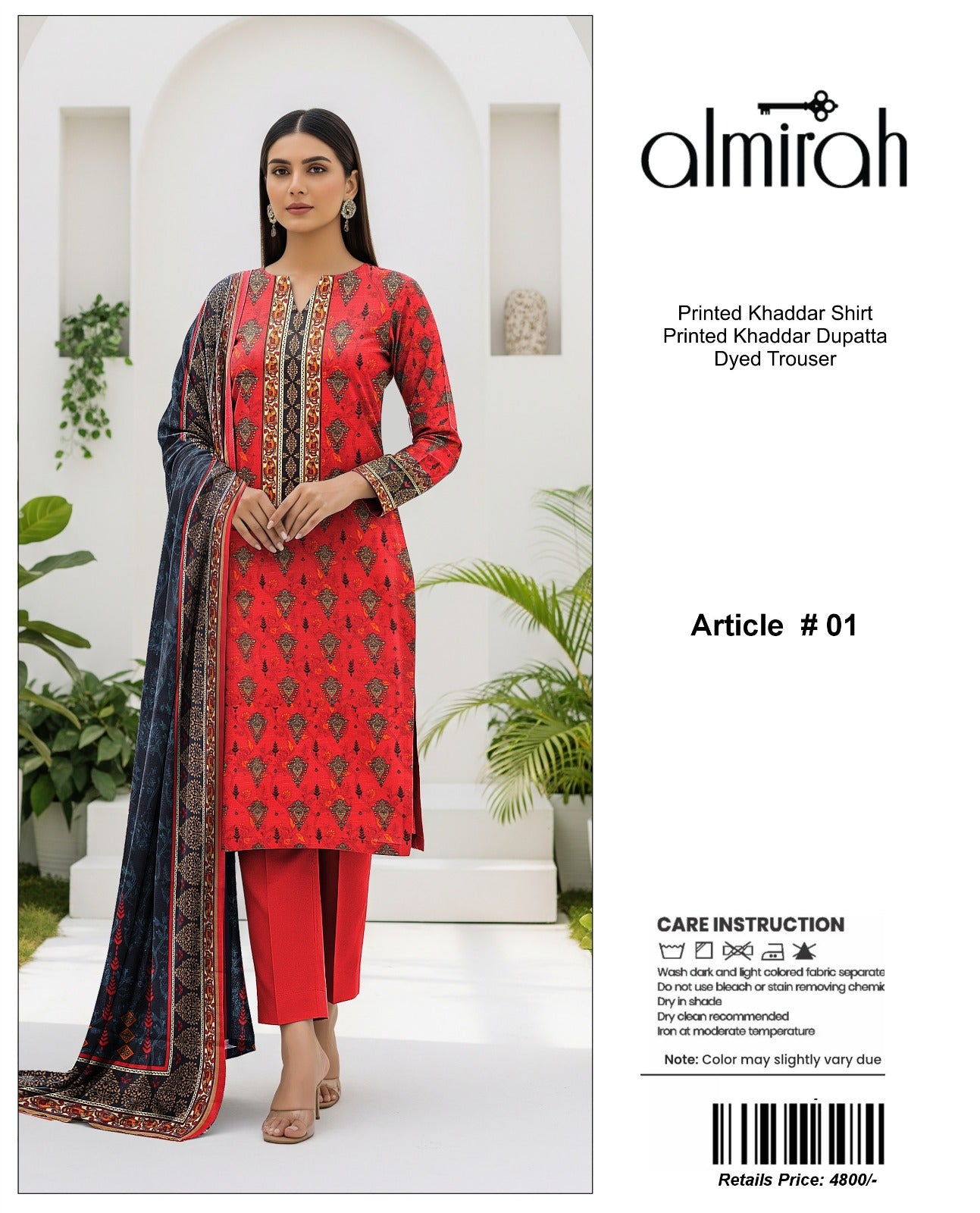 Almirah Printed Khaddar 3PC Suit