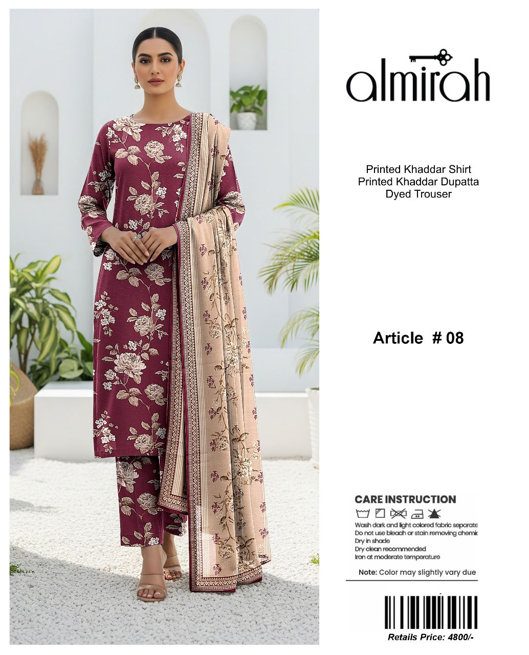 Almirah Printed Khaddar 3PC Suit