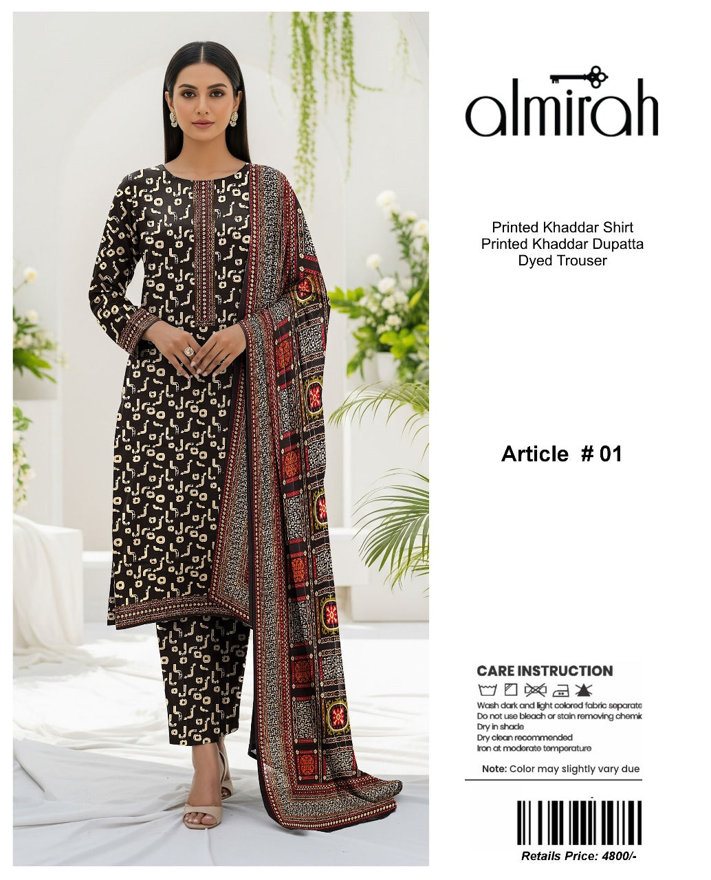 Almirah Printed Khaddar 3PC Suit