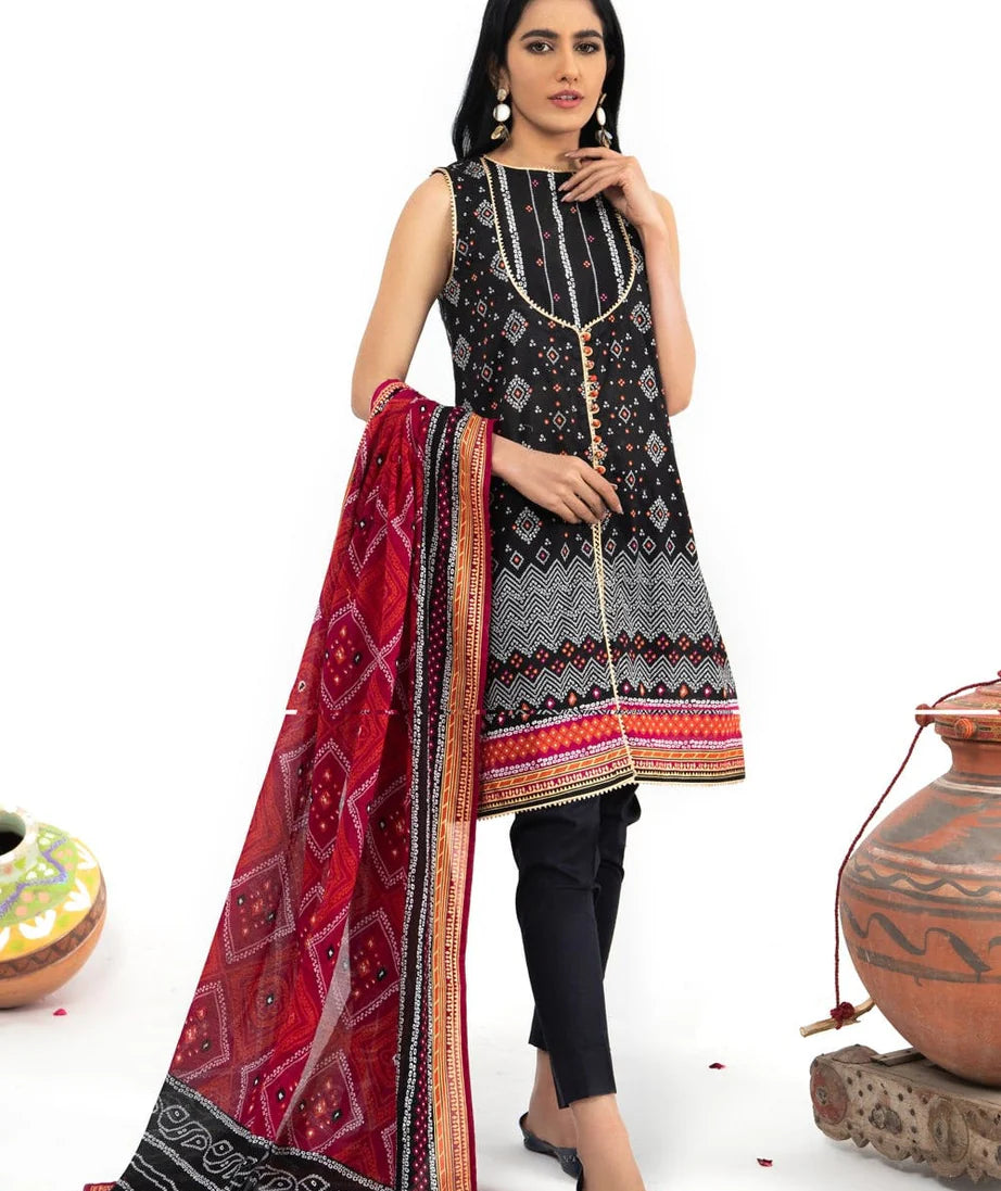 GULL AHMAD Printed Khaddar 3PC Suit